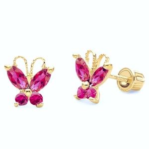 14 K gold butterfly screw back earrings
